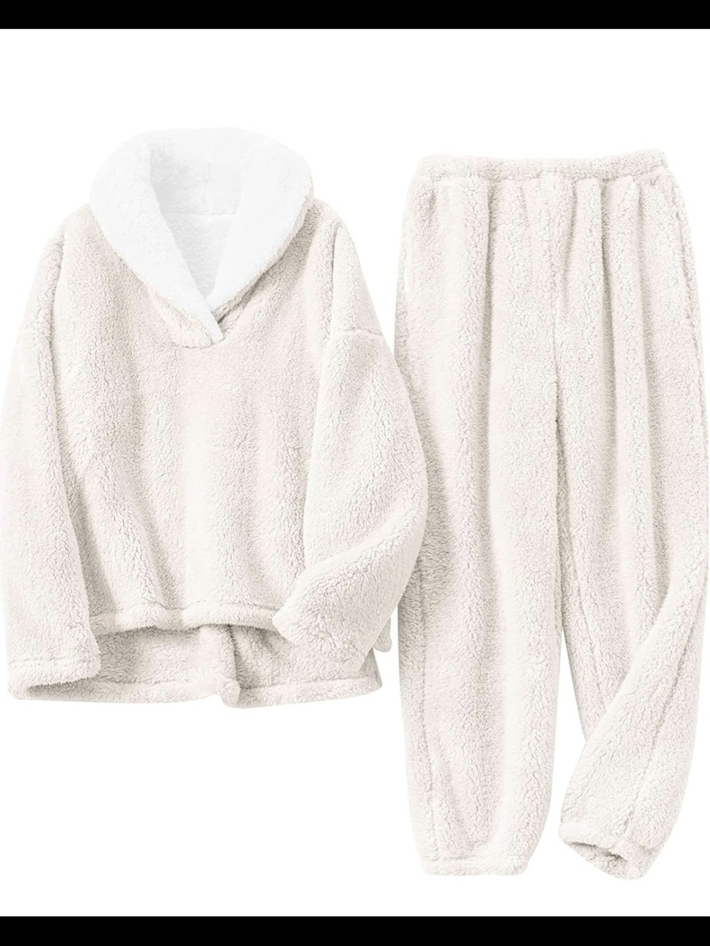 Cozy Plush Sherpa Lounge Set in Cream